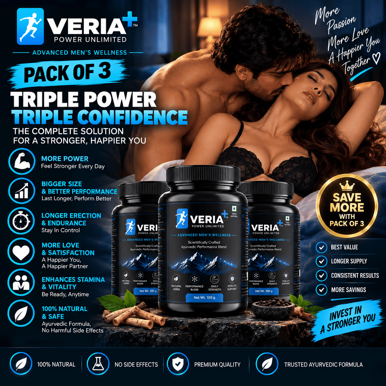 VERIA+ Power Unlimited Pack of 3